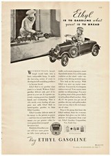 1932 Ethyl Gasoline Vintage Print Ad What Yeast Is To Bread Chef Little Boy Car