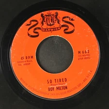 ROY MILTON: red light / so tired WARWICK 7" Single 45 RPM