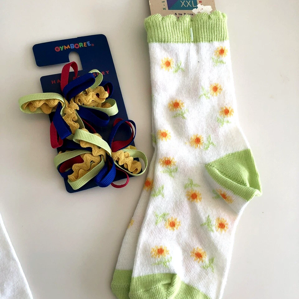 Vintage 1999 Gymboree Sunflower Brights XXL 6 a 7 Conjunto de 3 Peças Feminino Novo com etiquetas Shorts - Imagem 3 de 4