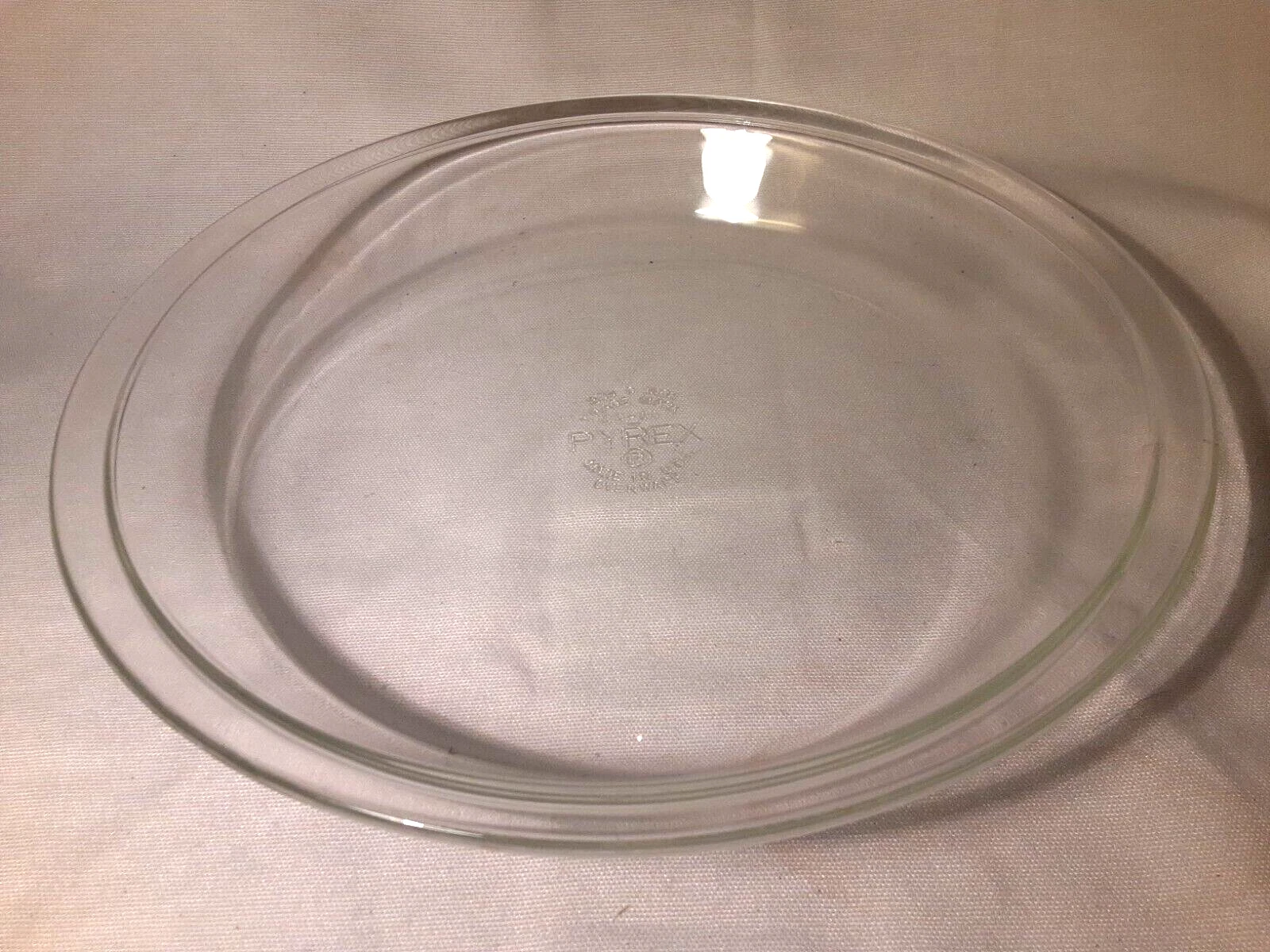Vintage PYREX 10" Clear Glass Round 1.5" DEEP Pie Plate #210 Older Trademark~USA