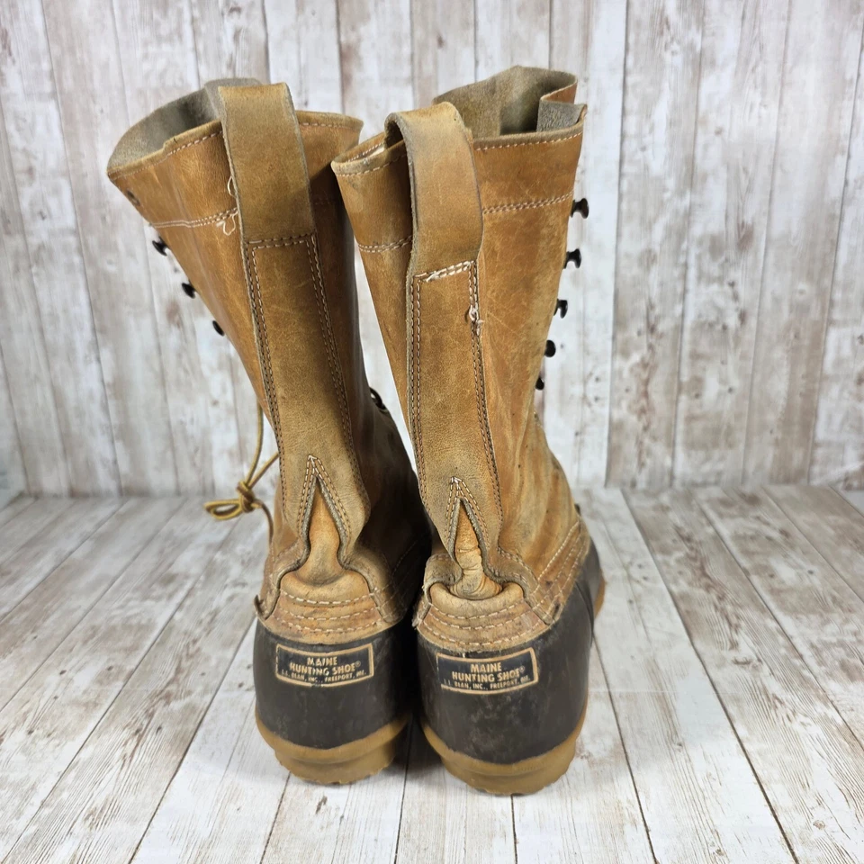 LL Bean Maine Hunting Boots Duck Boots Leather Tall Lace Up Mens Size 6 - Image 3 of 4
