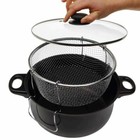 3 in 1 Chip Pan Non Stick with Lid Wire Basket 24cm Chips Fryer Deep Frying Pots