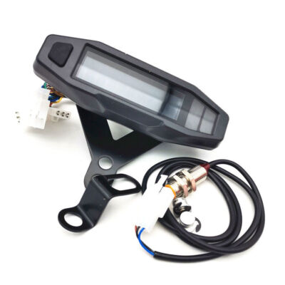 Motorcycle LCD Digital Speedometer Odometer Tachometer Gauge Meter With Bracket