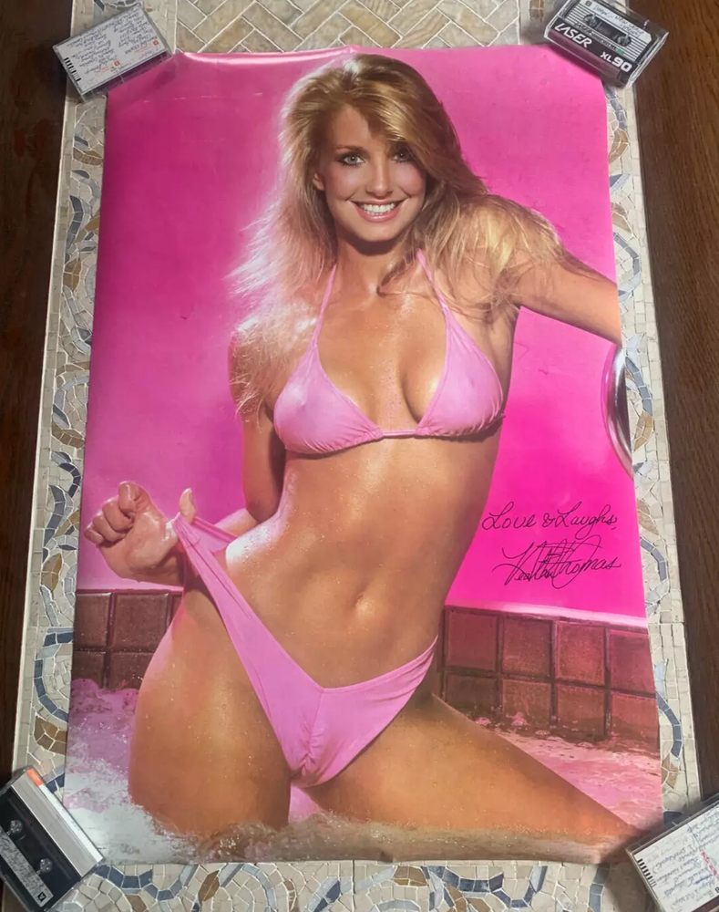 Vintage 1982 Heather Thomas Pink Bikini  Hot Tub Poster