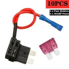 With 40A Medium Fuse Circuit ACU Piggy Back Tap Standard Blade Fuse Holder 5Sets