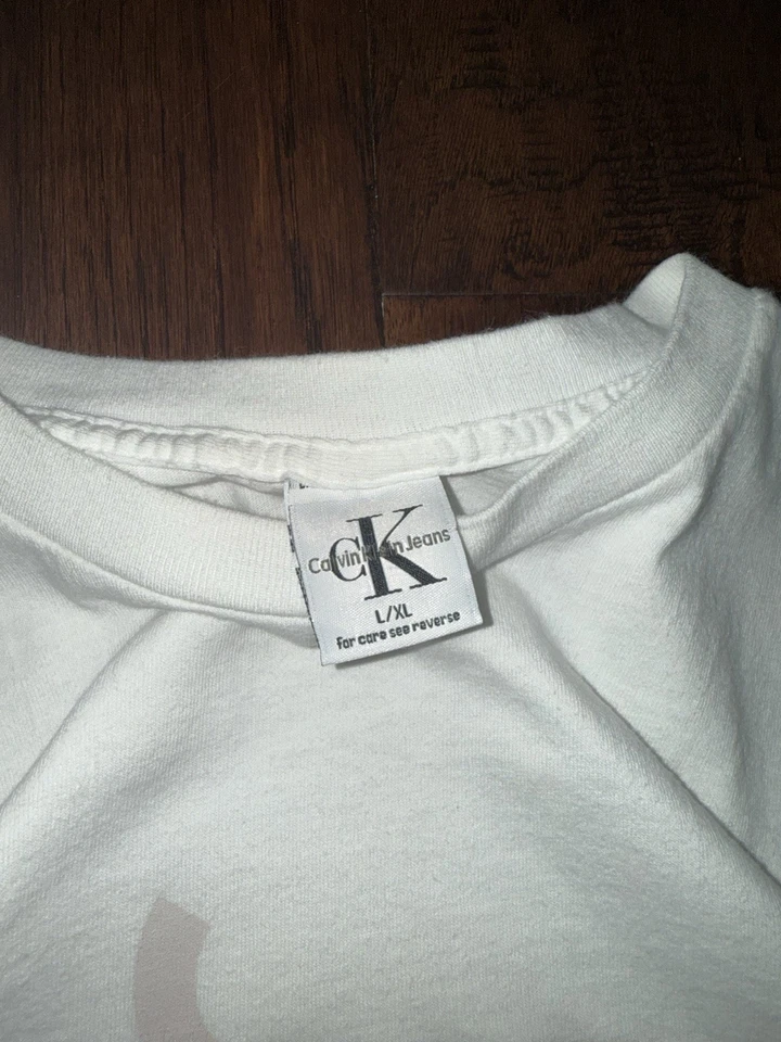 Camiseta Vintage CK Calvin Klein Años 90’s Puntada Única Talla XL Blanca Años 90’s Foto 4 de 4