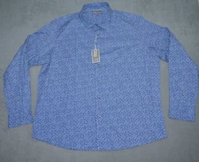 IKE by Ike Behar Men's Blue Floral Long Sleeve Button Up Shirt Size XL Stretch