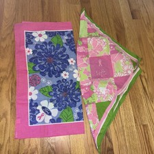 2 LILLY PULITZER Breast Cancer Susan Komen Bandana scarf Square Butterflies Ford