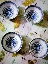 4 Antike Chinesische Porzellan Keramik Schale , blau-wei&szlig; Muster