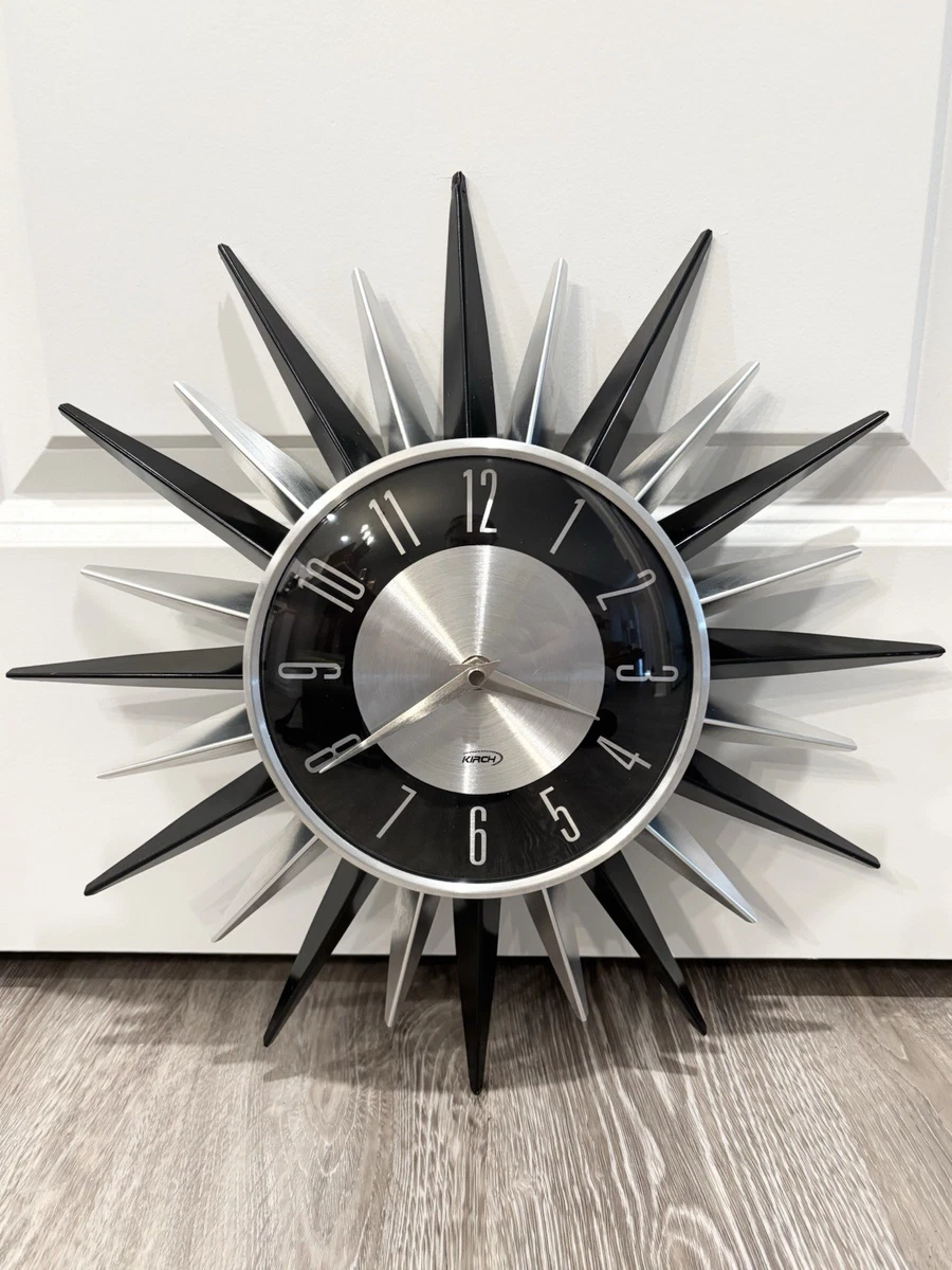Mid Century Modern Sunburst Clock Indiana Collectible Wall Clocks