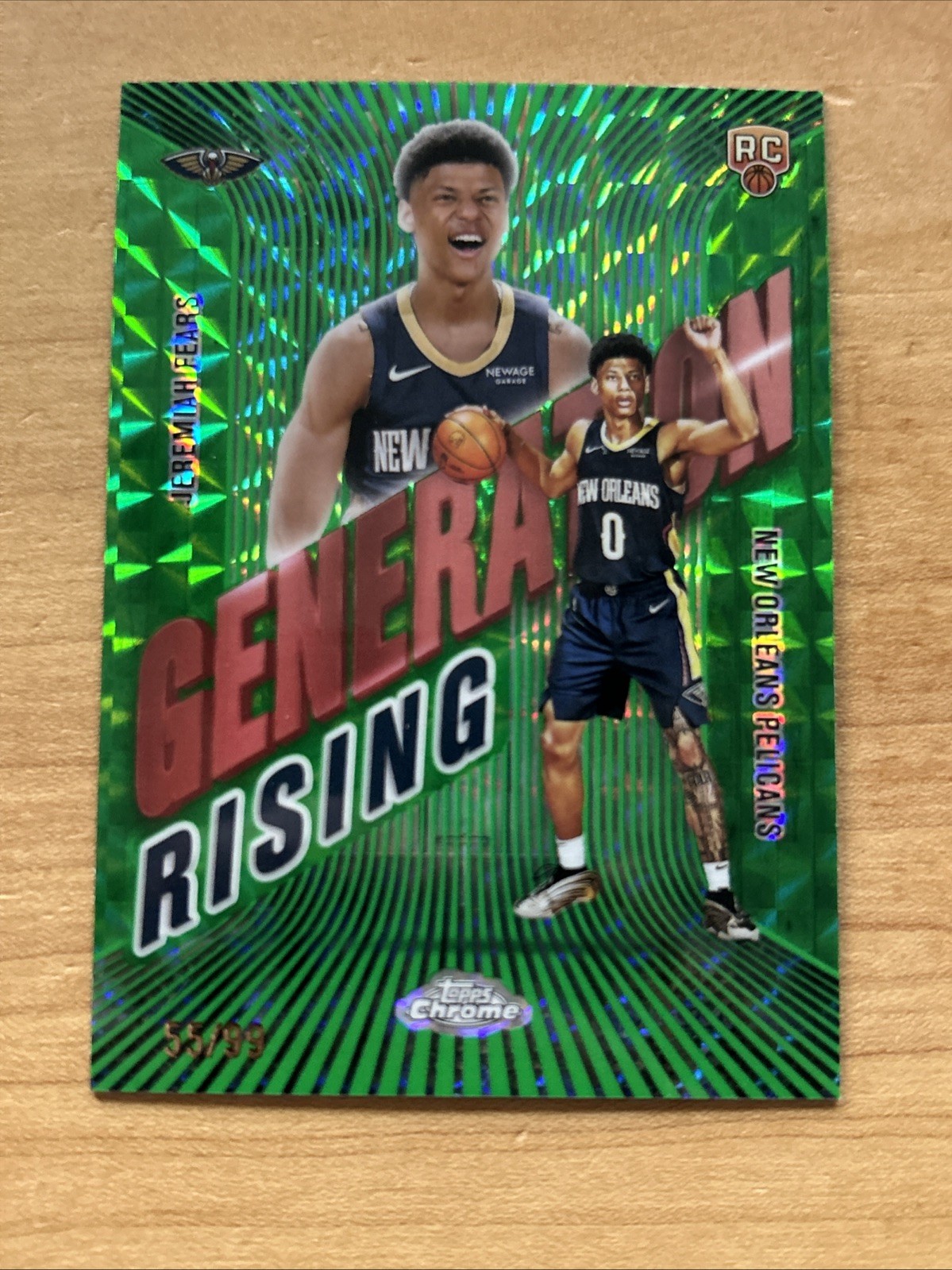 2025 Topps Chrome Jeremiah Fears Generation Rising Green Geometric Refractor /99