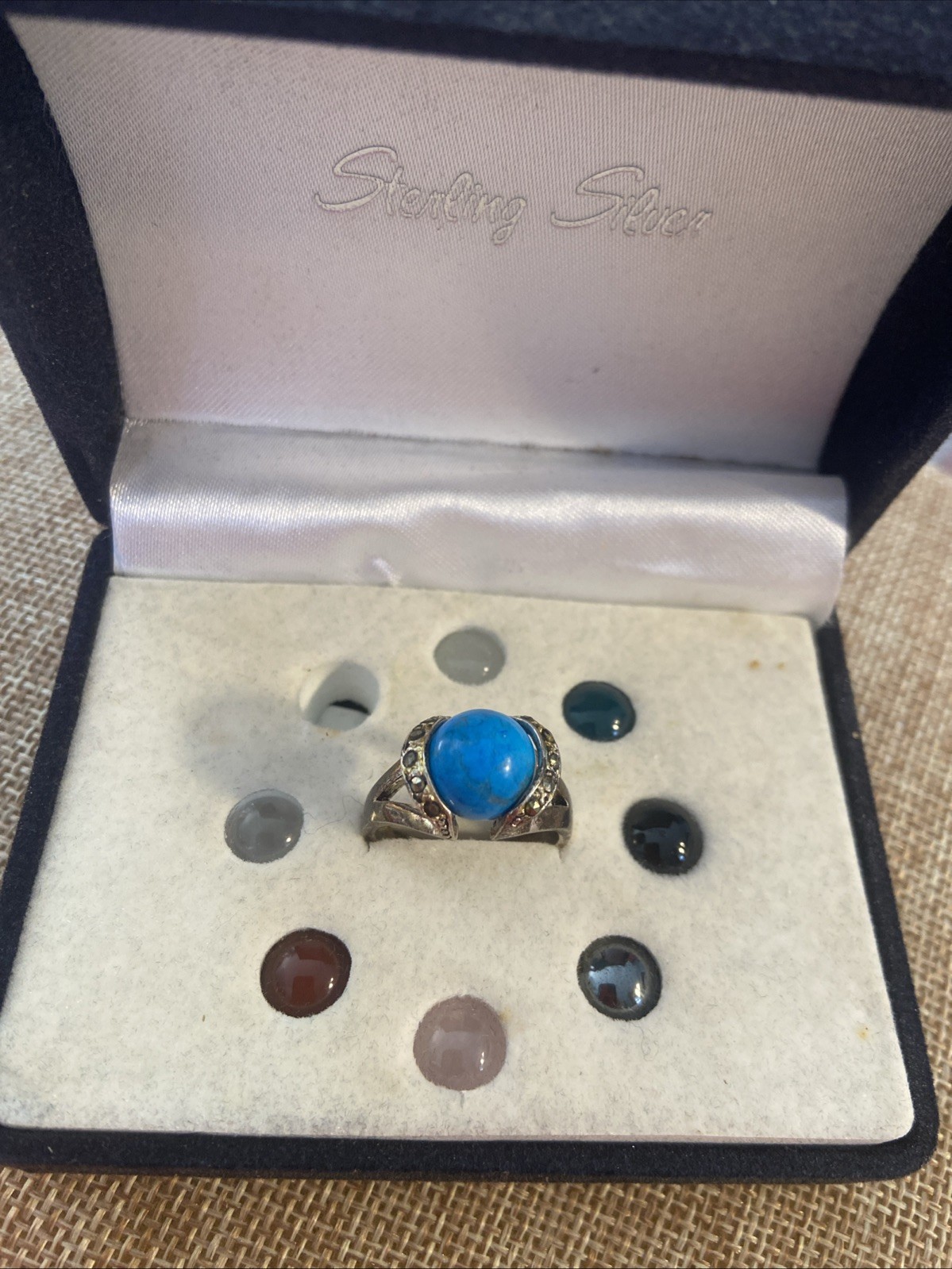 Interchangeable Sterling Silver Ring Multicolor R… - image 1