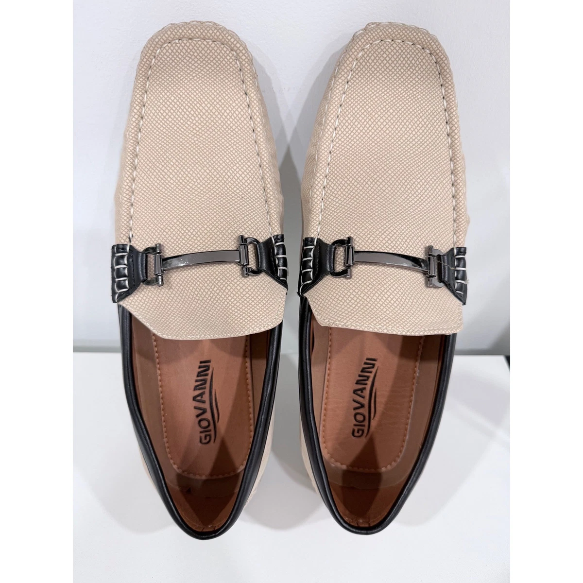 Giovanni Mens Driving Loafers Beige Black Bit Detail M 15-32 Size 9 Men main image 2