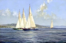 Gay Dragons, Dragon Class Yachts Painting by Montague Dawson Reproduction