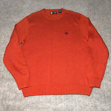 Chaps Ralph Lauren Cable Knit Fisherman Aran Sweater Men  s Large Orange Chunky