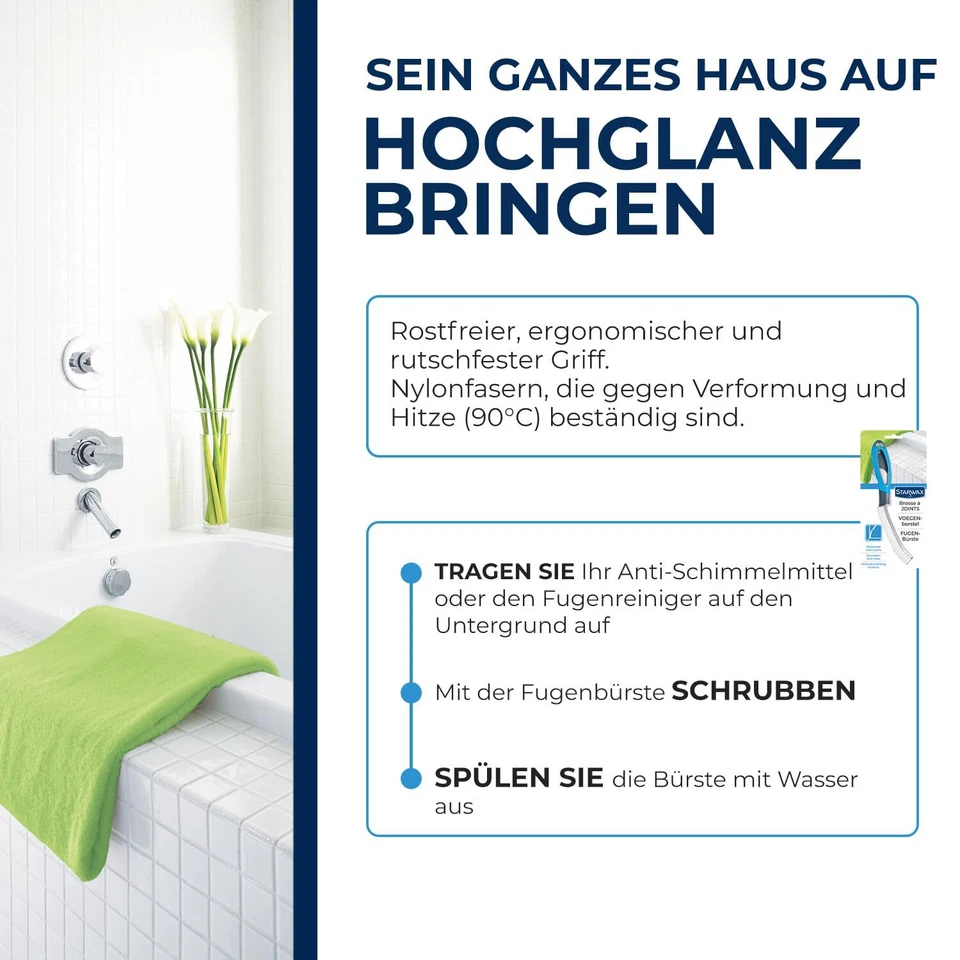 Fugenbürste - Ideal zum Putzen von Fliesenfugen Winkeln und Ecken Dank des sc... - Bild 4 von 4