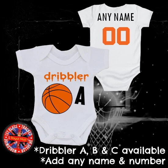 GEORGE Basketball Dribbler A, B, C personalisiert Strampler, Geschenk Jungen Mädchen Set