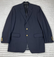 Chaps Ralph Lauren Wool Blazer Mens 42T Navy Blue Gold Buttons Made in Canada