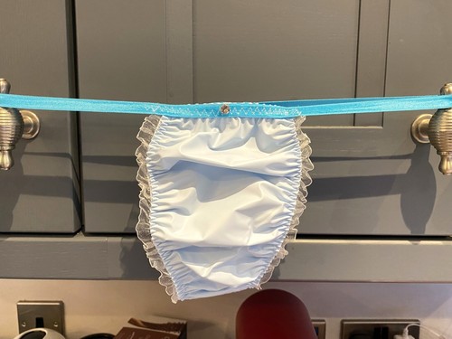 Pvc plastic thong - opaque blue sexy hand-made - sissy handmade - Picture 4 of 8