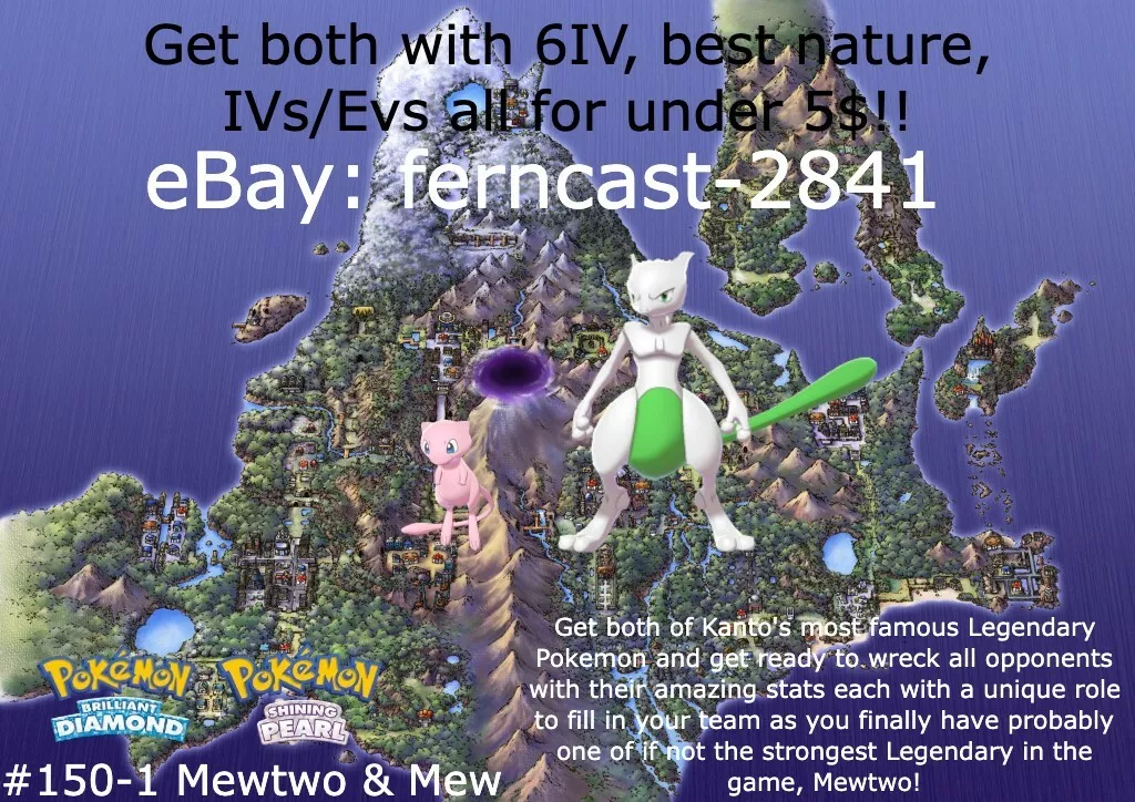 Pokemon Let's GO Shiny 6 IV Mewtwo & Mew Legendary