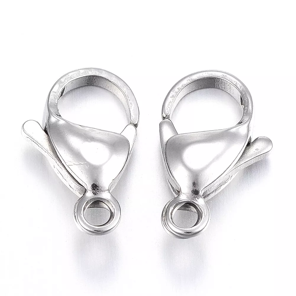 200pcs 304 Stainless Steel Lobster Claw Clasps Smooth Trigger