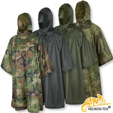 HELIKON TEX Waterproof Poncho Hooded U.S. Army Coat Camouflage Rain Jacket Tarp