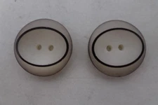2 Vtg White Center with Shaded Dark Edge Oval Round 2-Hole Buttons 22mm A706