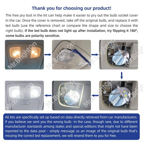 10Pc Super White Car Interior LED Light Bulb Kit for 1990-1991 Cadillac Brougham - Picture 10 of 11