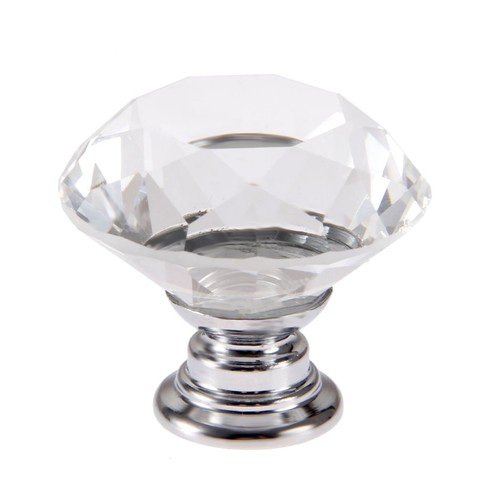 Diamond Crystal Glass Door Knob Drawer Kitchen Cupboard Cabinet Furniture Handle - Picture 14 of 14