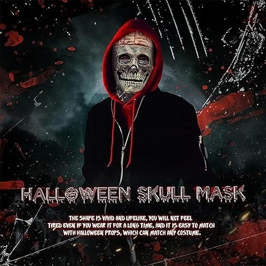Halloween Maske Horror Totenkopf Gruselig Skelett mit beweglichem Kiefer B1014 - Bild 3 von 4
