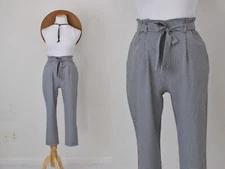 Sienna Sky Paperbag Pants Black Gingham High Rise Cuffed Hem Size Medium