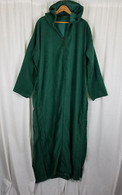 Vintage Hooded Elf Mage Maxi Robe Pullover Cloak Handmade Costume Mens XL Forest