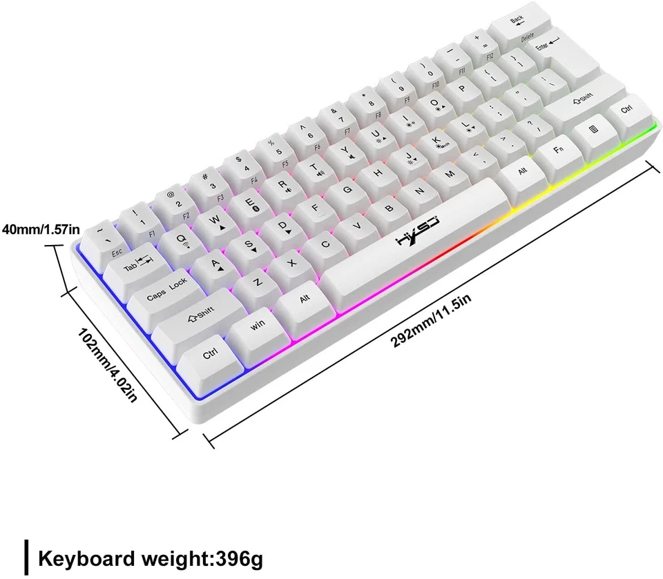 60% 2.4G Wireless/BT5.1 Dual Mode Keyboard Portable RGB Backlit Keyboard For PC - image 2 of 4