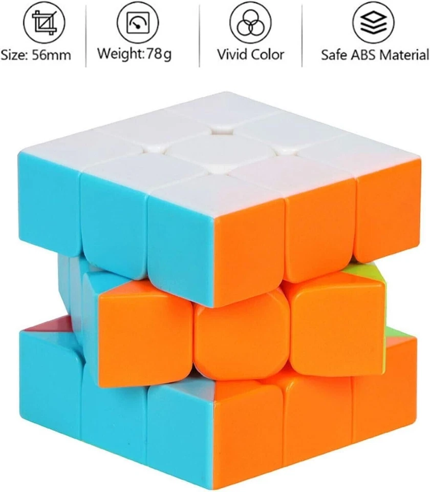 3 PACK Qiyi Speed Cube Smooth Magic Puzzle Twist Gift Toy 3x3x3 Stickerless Cube - Image 3 of 4