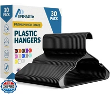 Lifemaster Plastic Clothes Hanger Set - 30 Pieces Versatile, Ligh