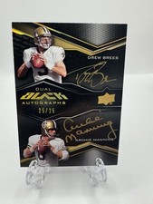 2009 Upper Deck Black Dual Autographs Drew Brees, Archie Manning Gold /25 Saints