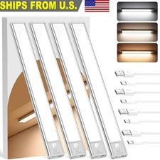 4X Under Cabinet Light 12“ Motion Sensor Cordless Magnetic Closet Rechargeable