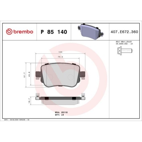 Plaquettes de frein à disque Brembo P85140 de qualité supérieure