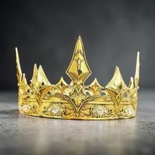 Gold regal crown, prince crown, Renaissance faire, medieval cosplay, clear stone