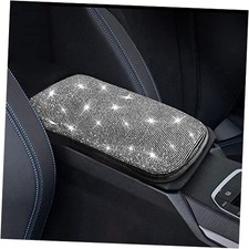 Car Armrest Cover for Women Diamond Rhinestone Bling Car Accessories Car White