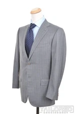 ERMENENGILDO ZEGNA Gray Striped Wool Silk Jacket Pants SUIT - EU 52 / US 42 R