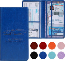 Car Registration and Insurance Card Holder for Women Men, Dark Blue Glove Box