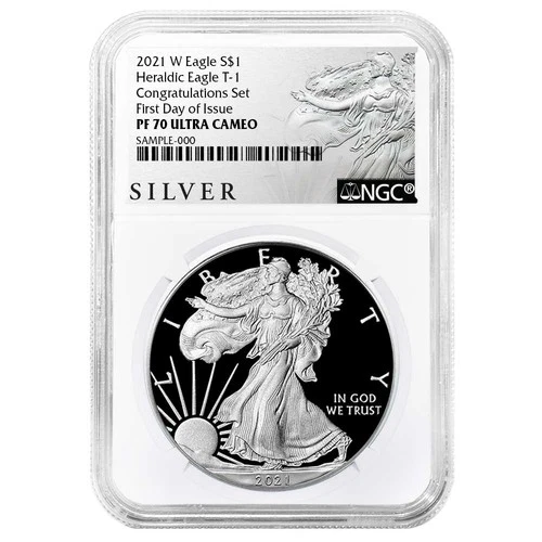 2021-W Proof $1 Type 1 American Silver Eagle Congratulations Set NGC PF70UC FDI