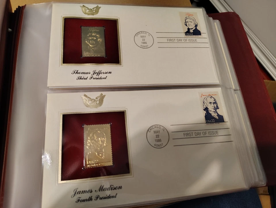 Golden Replicas of the 1986 United States President Stamps Complete 22k Gold Set - Image 3 of 4
