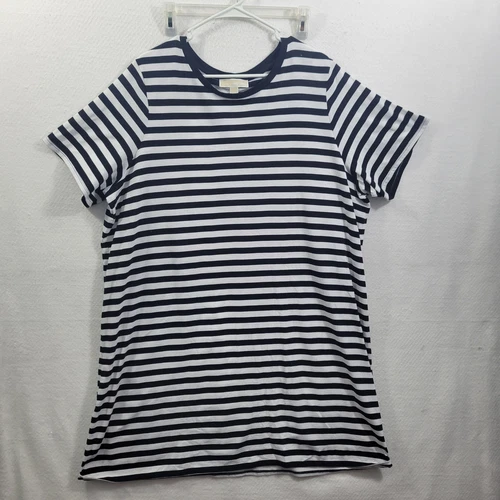 Abito maglietta donna Michael Kors bianco e nero a righe taglia 3X 102224 0936
