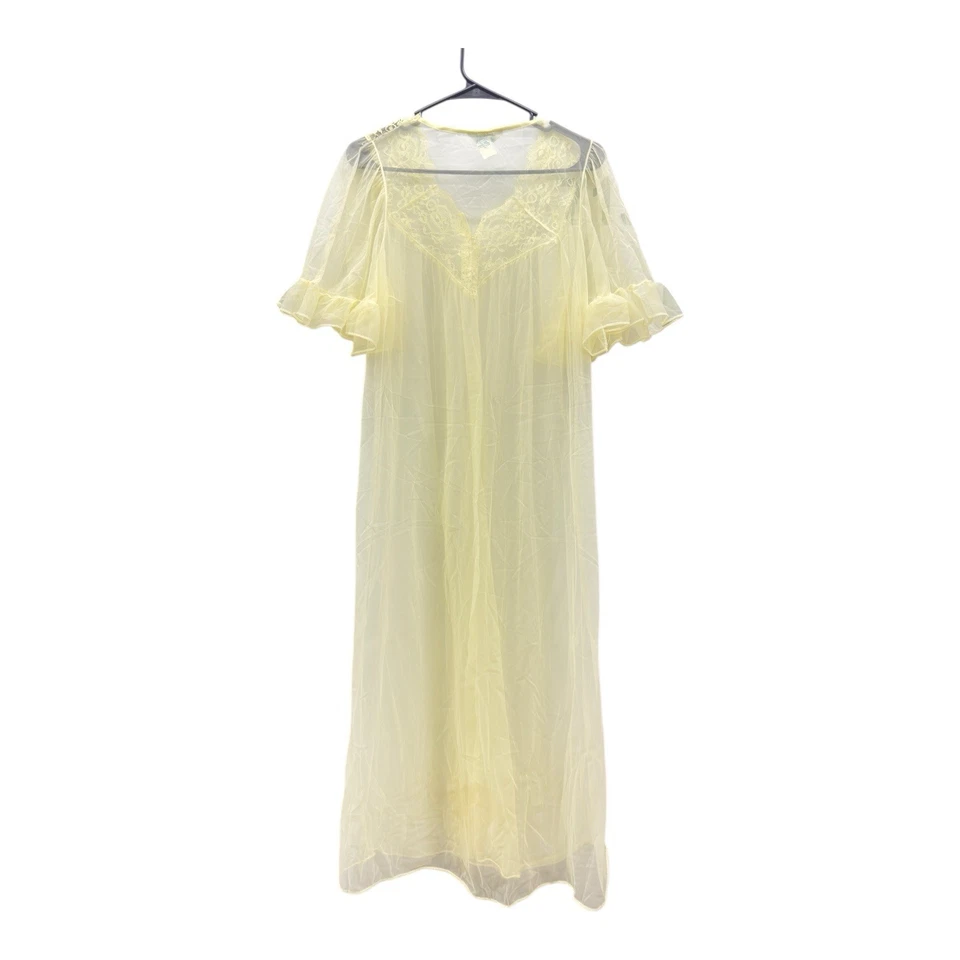 Vintage Movie Star Chiffon Yellow Peignoir Bed Robe Women Size Medium - Image 2 of 4