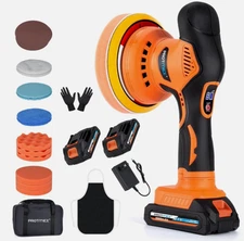 Cordless 6" Car Buffer Polisher Kit with 2 Batteries & 18 Accessories