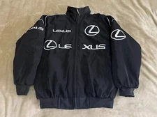 Unisex Adult Racing Black Jacket Embroidered Patches Cotton Padded Lexus M-2XL