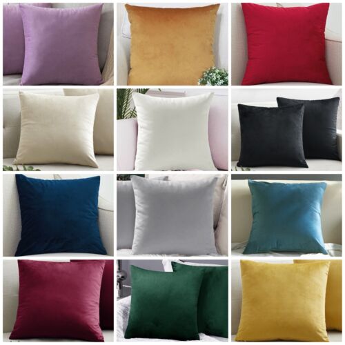 Velvet Cushion Covers Extra Soft Plush 18 X 18" Inch 45 x 45 cm - 17 Colours - Picture 1 of 122