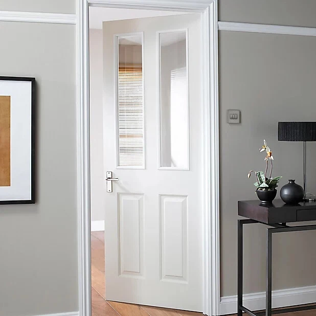 4 Panel Internal door 2L Clear Toughened Glass Semi-Solid Core Smooth + Delivery - Image 2 of 2